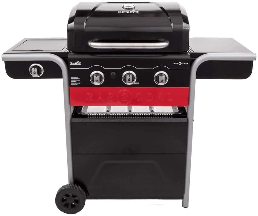 Char-Broil Gas2Coal Hybrid Grill - Griglia per barbecue a gas e carbone a 3 fuochi, finitura nera - 1