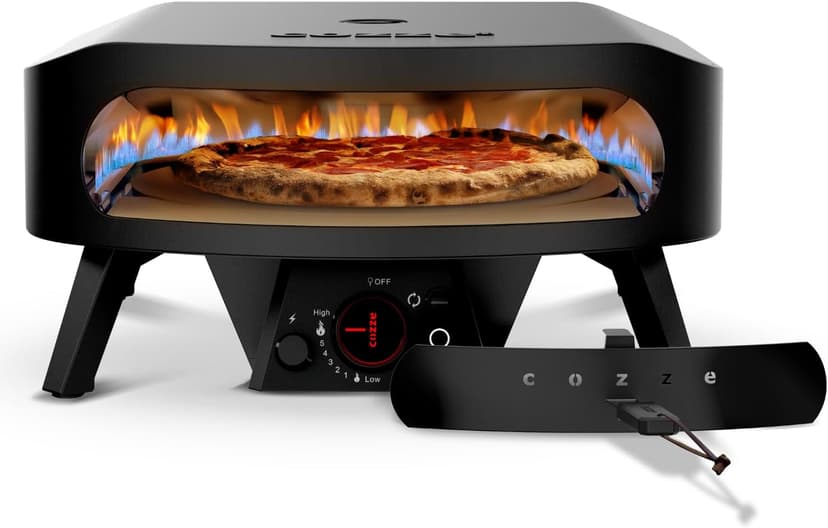Cozze 17 Inch Pizza Oven Gas Black Edition with Rotating Pizza Stone Diameter 43 cm - 600°C, Pizza in 2 Minutes - 1