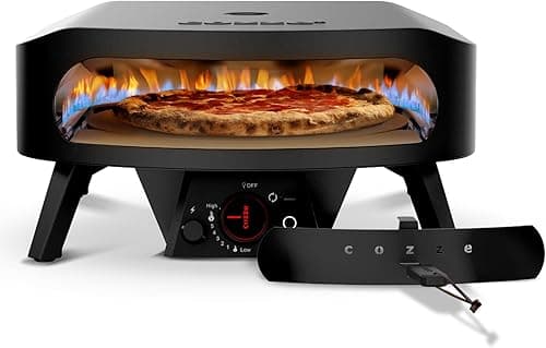 Cozze 17 Inch Pizza Oven Gas Black Edition with Rotating Pizza Stone Diameter 43 cm - 600°C, Pizza in 2 Minutes