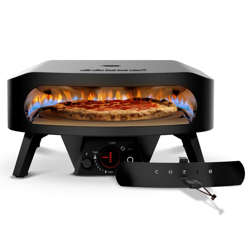 Cozze® 17" Rotate Gas Pizza Oven Black Edition - Rotating Cordierite Stone Ø43cm, 8kW, Door Included, 30mbar - 1