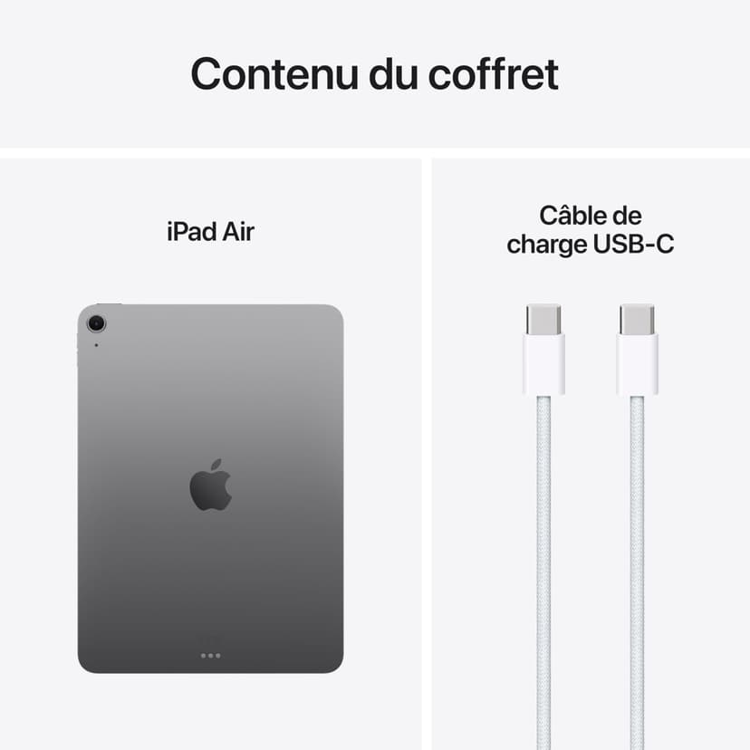 Apple iPad Air 11 Inch with M3 Chip: Designed for Apple Intelligence, Liquid Retina Display, 128GB, 12MP Front/Rear Cameras, Wi-Fi 6E, Touch ID, Day Battery Life - Space Gray - 6