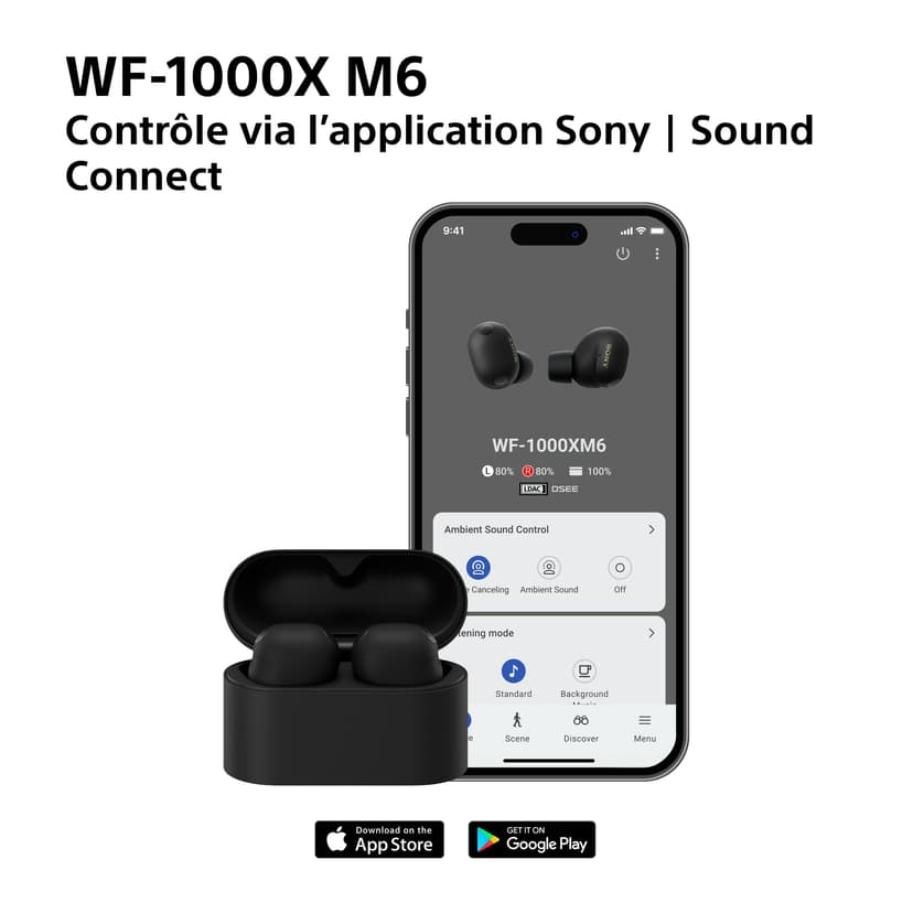 Sony WF-1000XM6 Flagship Wireless Noise Cancelling Earbuds, Bluetooth, In-ear Headphones, Signature Hi-Res Sound, Clear Calls, 10 band EQ, 24 Hr Battery NC On, IPX4, iOS & Android - Platinum Silver - 9