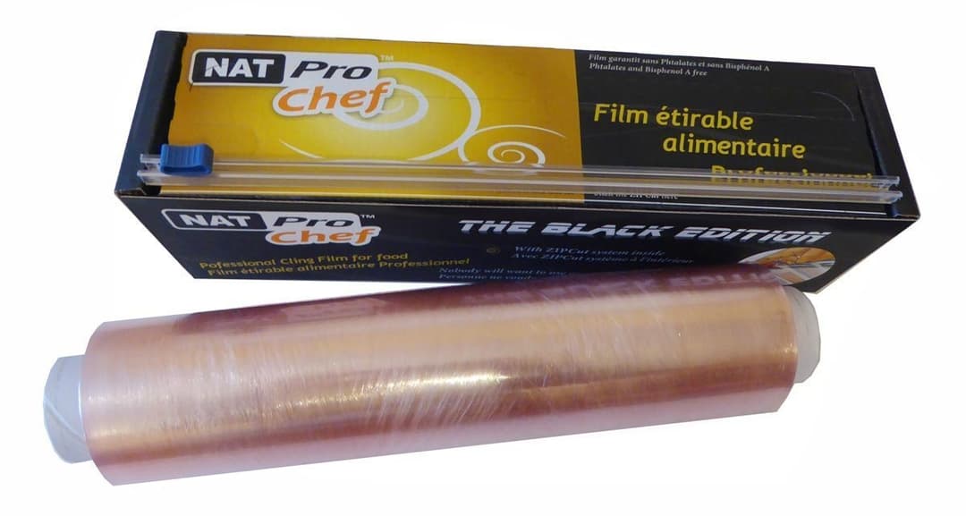 Pack of 2 Rolls - DEHA Free Cling Film, Pro Stretch, Zip Cut, for Food Packaging, Freshness Protection, Cooking, Microwave and Freezer Safe, 30 cm x 300 m