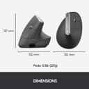 Logitech MX Vertical Souris Ergonomique sans Fil, Multi-Dispositifs, Bluetooth ou 2,4 GHz avec Récepteur USB Unifying, Suivi Optique 4000 PPP, 4 Boutons, Charge Rapide,Portable/PC/Mac/iPad OS-Graphite - 8