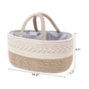 YEONHWA Boîte de rangement pour couches de bébé, panier de rangement en coton pour bébé en corde tissée, poignée portable avec grande boîte de rangement pour vestiaire, beige - 4