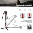 NEEWER 71.6 Inch Pro Camera Monopod Telescopic Carbon Fiber Monopod with Quick Release Plate Compatible with DJI RS Gimbals, Removable Base for Camera Camcorder, Maximum Load 6kg, TP71 - 2