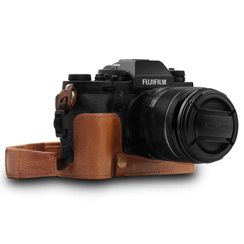 MegaGear MG1553 Ever Ready Demi Étui en Cuir Véritable avec Bandoulière pour Fujifilm X-T3 - Marron - 1