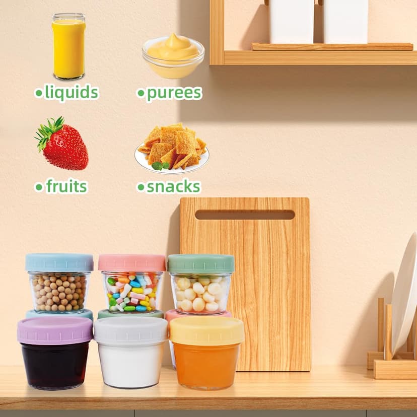 Aolso Food Storage Containers, 12-Pack Glass Food Containers, 100ML Overnight Oats Container with Airtight Lids, Freezer & Microwave Safe (Without Lid), Perfect for Storing Food - 4
