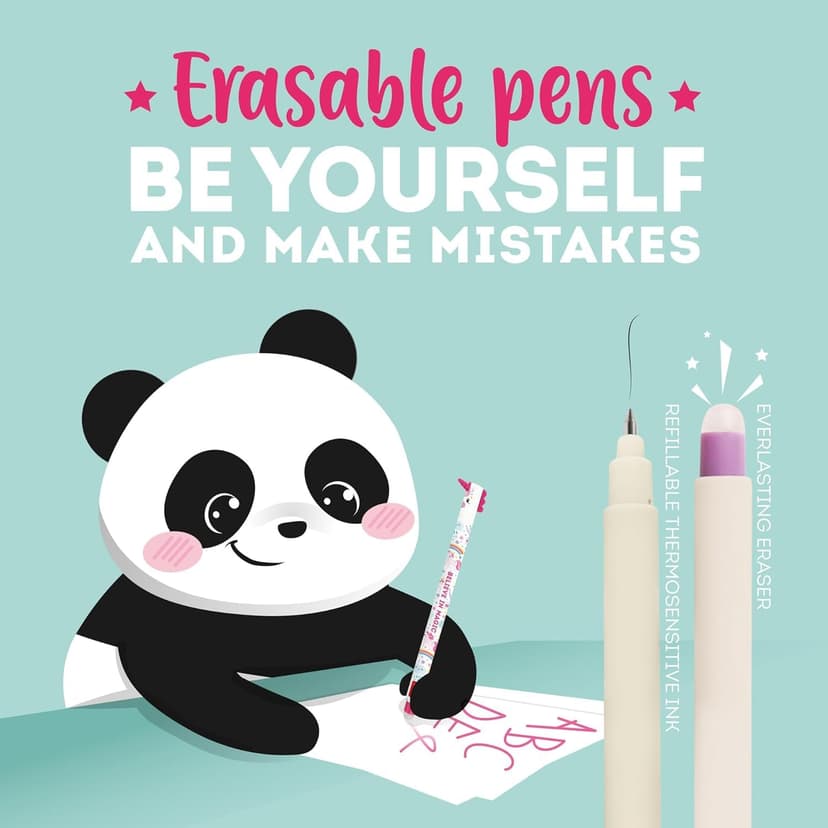 LEGAMI - Set of 16 Erasable Gel Pens with Thermosensitive Erase Ink, Range of ink colours & barrel designs, 0.7mm Tip, Animal Designs - 6