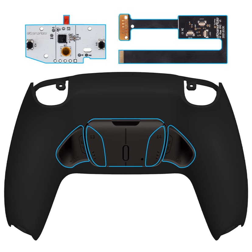 eXtremeRate Programmable Real Metal Buttons (RMB) Version RISE4 Remap Kit for ps5 Controller BDM 010 & BDM 020, Upgrade Board & Redesigned Back Shell & 4 Back Buttons - Without Controller - Black - 1