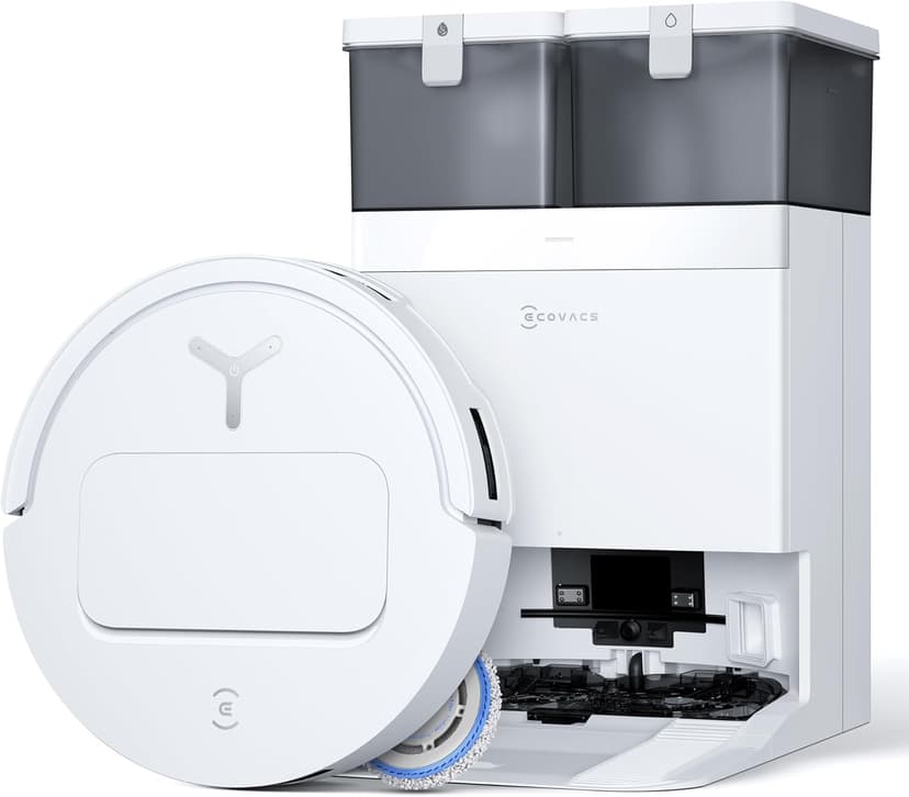 ECOVACS T50 Pro Omni Gen2 Aspirateur Robot, 21000Pa amélioré par T30 Pro Omni, Brosse latérale et serpillière Extensibles, Ajout Automatique Solution de Nettoyage, Lavage à l'eau Chaude 75℃, Blanc - 1