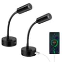 ERWEY 2pcs Lampes de Lecture LED 12V pour camping-car avec col de cygne flexible et port de charge USB 3000K blanc chaud DC 10-30V éclairage intérieur pour bateau caravane yacht, noir - 1