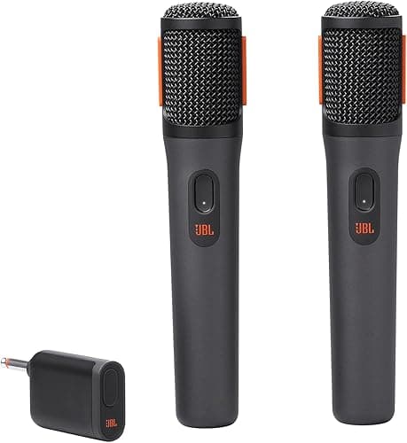 JBL Partybox Digital Wireless Microphones for JBL Partybox Speakers with Wireless Dongle, Stable 2.4 GHz Connection, 20 Hours Playtime, in Black