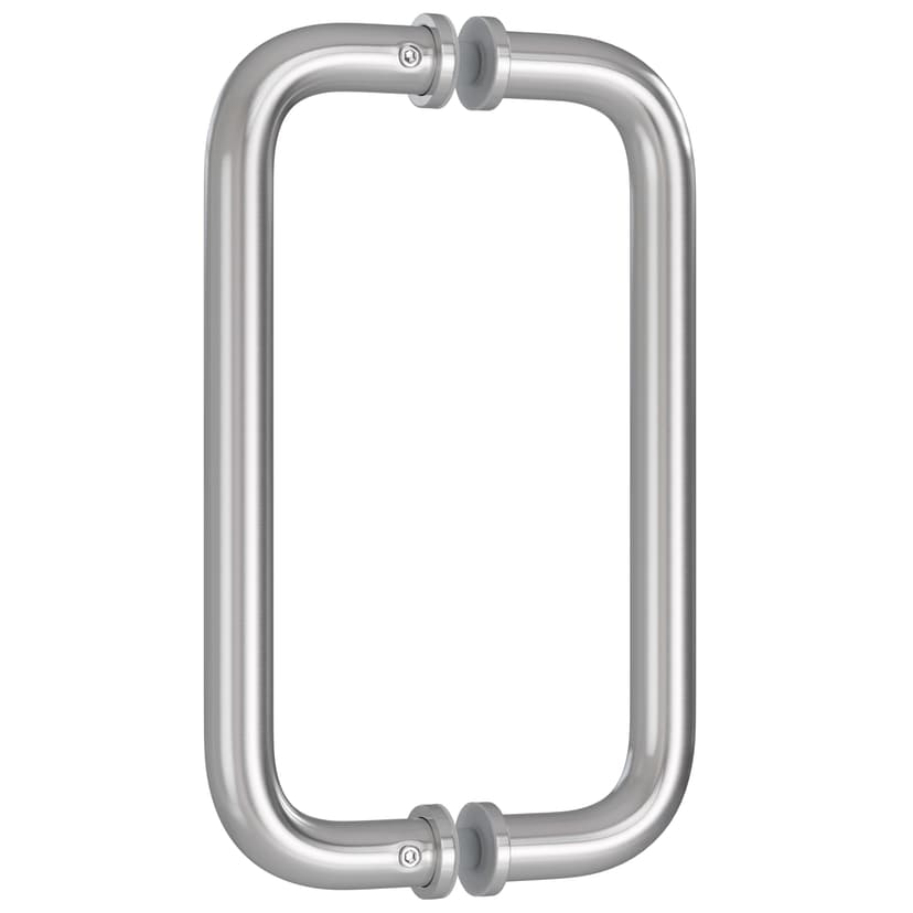Ranbo Shower Glass Door Handle, 203mm (8 Inch) Hole Centres, Brushed Nickel, 304 Stainless Steel, 1.0mm Thick Tube, Fits 6–12mm (1/4"–1/2") Glass, for Bathroom Door Installation or Replacement. - 1