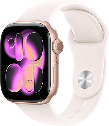 Apple Watch Series 11 [GPS 42mm] Smartwatch with Rose Gold Case and Soft Pink Sport Band, Sleep Score, Activity Tracker, Health Tracker, Always On Screen