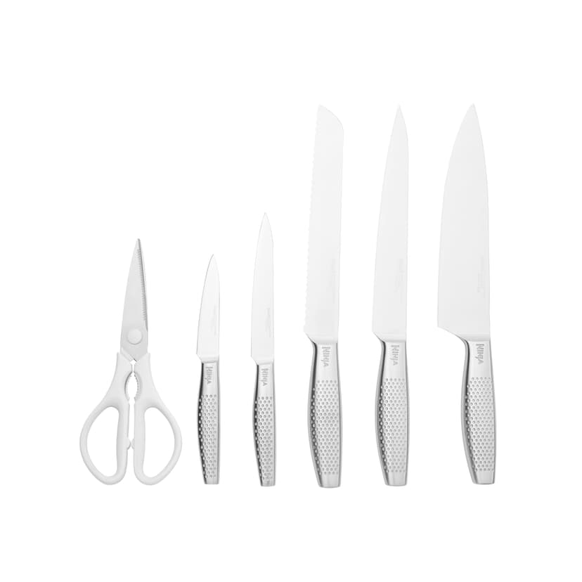 Ninja StaySharp Knife Set, Stainless Steel 6Piece Set with Integrated Sharpener, Chef, Kitchen Slicing, Bread, Utility, and Paring knives , Kitchen Scissors, White, K62006EUWH - 2