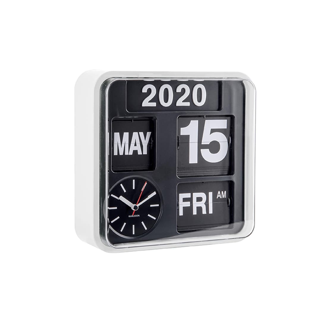 Karlsson - KA5364WH - Horloge calendrier flip flap - murale - blanc