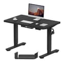 FLEXISPOT Standing Desk, 140 x 80 x (73-123), Electric Height Adjustable, Control Panel with Memory Functions, Teleworking Desk (Black Frame + Maple Table) - 1