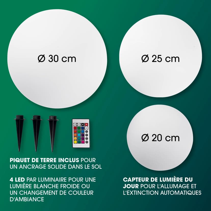 EASYmaxx Lampe solaire LED avec changement de couleur - Lampe de jardin décorative avec éclairage LED - Magnifiques effets de lumière avec capteur de lumière du jour pour l'intérieur et l'extérieur - - 8