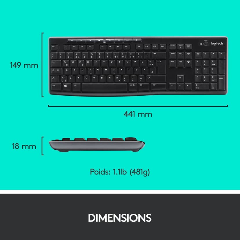 Logitech MK270 Combo Clavier Souris sans Fil, QWERTY UK - 8