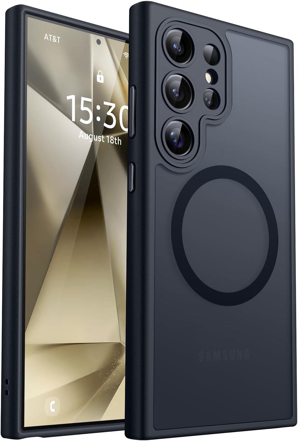 CANSHN Designed for Samsung Galaxy S24 Ultra Case (2024) [Full Camera Protection] [Compatible with Magsafe] Translucent Matte Back Protective Phone Cover, Black