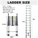 Échelle télescopique de 5 m avec 2 Crochets, antidérapante, 13 échelons, Portable, pour l'extérieur et l'intérieur, capacité de Charge de 150 kg - 2