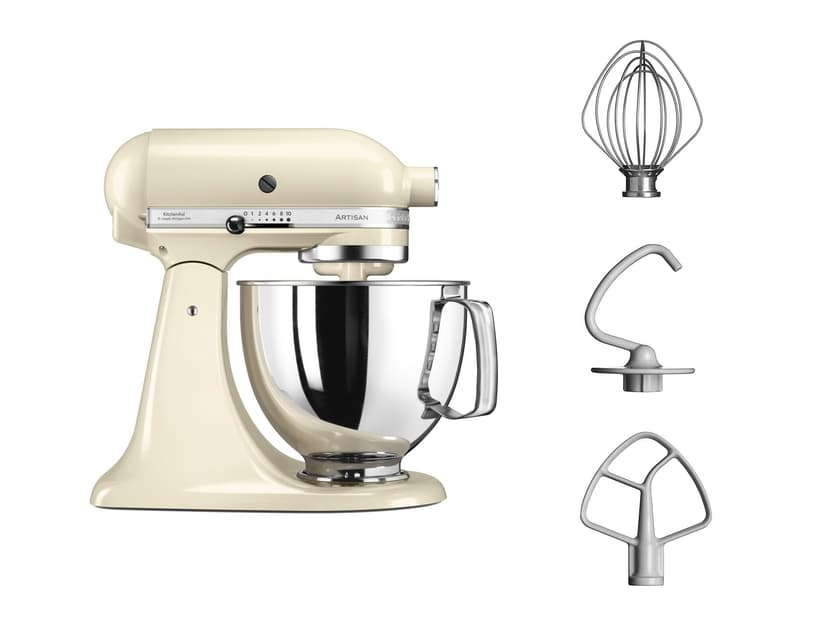 KitchenAid Robot Pâtissier - Artisan - Robot cuisine multifonctions à tête inclinable - Batteur avec 3 accessoires et Bol inox de 4,8 L - Crème - 4