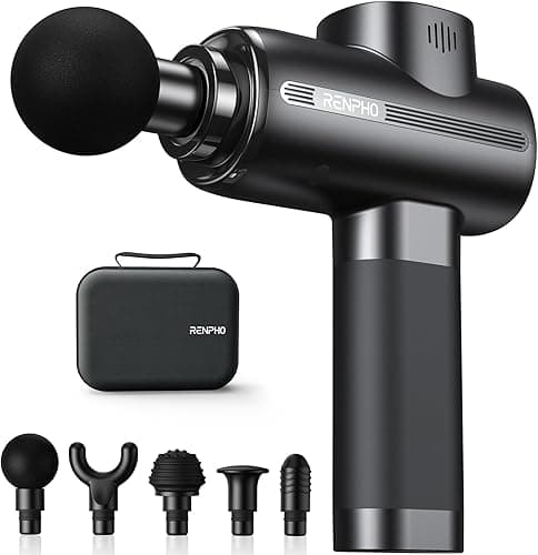 RENPHO Massage Gun Deep Tissue, Muscle Massage Gun 3200 RPM Motor Massager with Type-C Charging and Portable Case, for Home Office Workout Full Body Muscle Massage Relax, Black