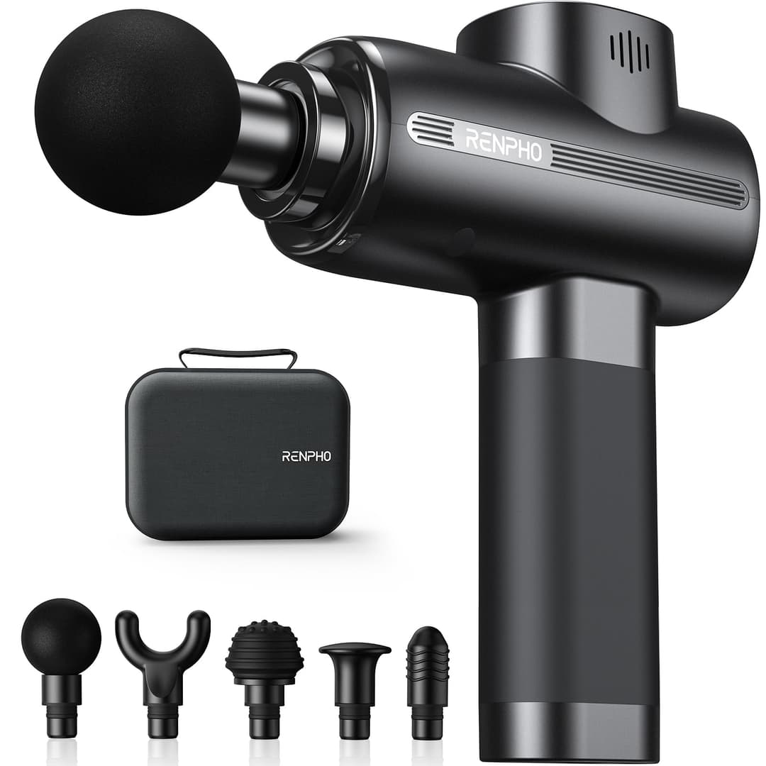 RENPHO Massage Gun Deep Tissue, Muscle Massage Gun 3200 RPM Motor Massager with Type-C Charging and Portable Case, for Home Office Workout Full Body Muscle Massage Relax, Black
