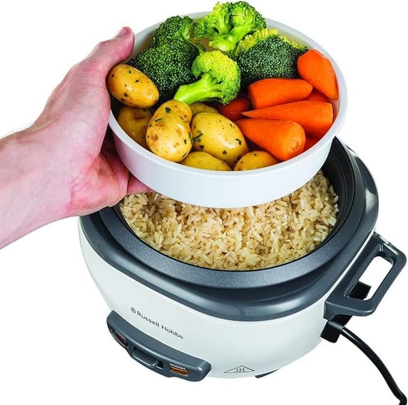 Russell Hobbs Medium Rice Cooker, Stainless Steel/White, Non-stick coating, dishwasher safe, 300 Watt) 27030-56, 6 servings at a time (up to 200 grams per serving) - 4