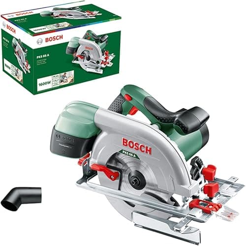Bosch Scie circulaire PKS 66 A (sciage précis du bois, 1600 watts, profondeur de coupe max. 66 mm, dans une boîte)
