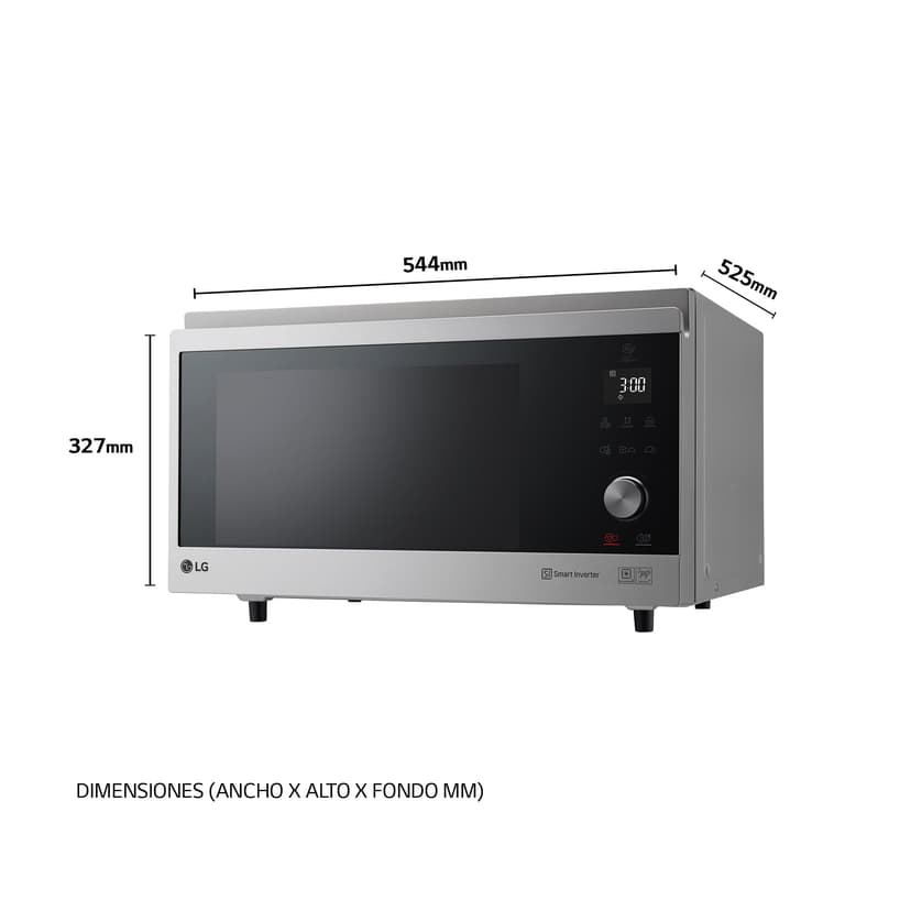 LG MJ3965ACS 4-in-1 smart inverter microwave oven, maximum convection 1850W, 950W grill, 1100W microwave and 39L capacity, stainless steel. - 2