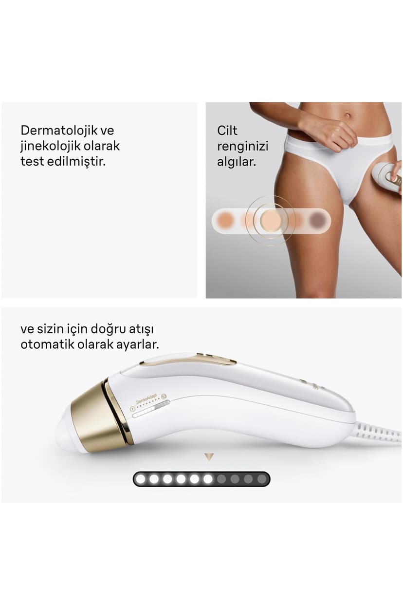 Braun Lumiere Pulsee Smart Silk·Expert Pro 5 Home Laser Alternative, Semi-Definitive Hair Reduction, with Pouch, Gillette Venus Women's Shaver, 3 Heads, PL5311 - 8