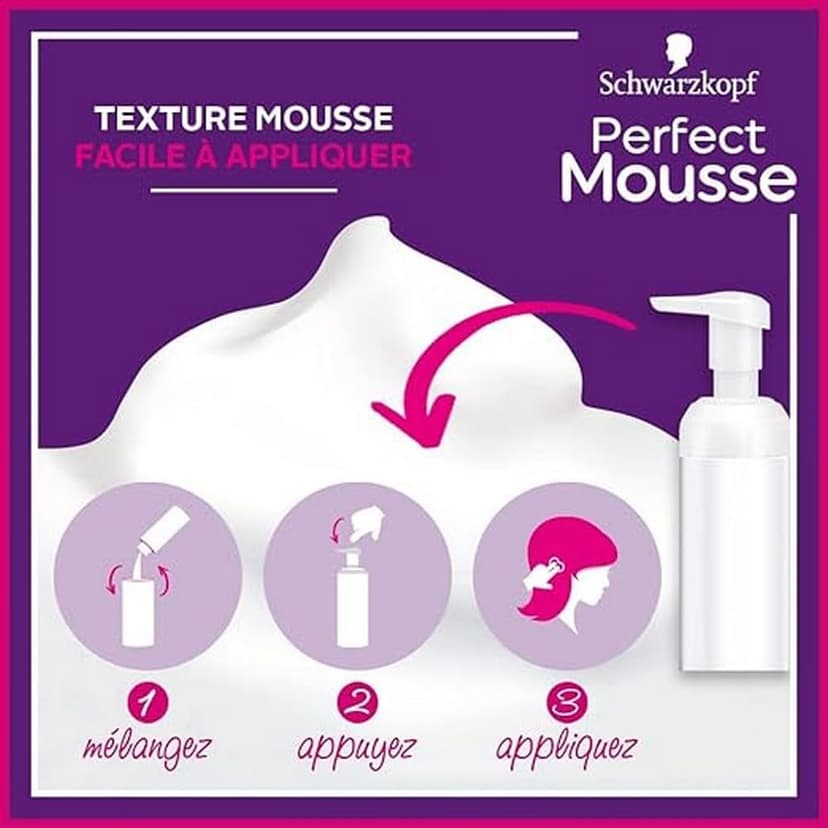 Schwarzkopf - Perfect Mousse - Coloration Cheveux - Mousse Permanente sans Ammoniaque - Masque Soin 96 % d'ingrédients d'origine naturelle - Choco Brownie 365, 1 Unité (Lot de 1) - 3