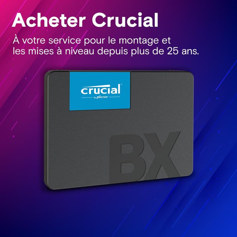Crucial BX500 SATA SSD 1To2.5 Interne, jusqu'à 540MB/s, Compatible avec Ordinateur Portable et de Bureau (PC), 3D NAND, Accélération Dynamique de l'Écriture - CT1000BX500SSD101 - 6