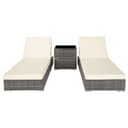 tectake® 3PC Rattan Sun Lounger with Aluminium Frame, Garden Furniture Set with 2 Loungers, Including Side Table, Cushions and 2 Cover Sets, 5-level Reclining Garden Chair - grey - 4