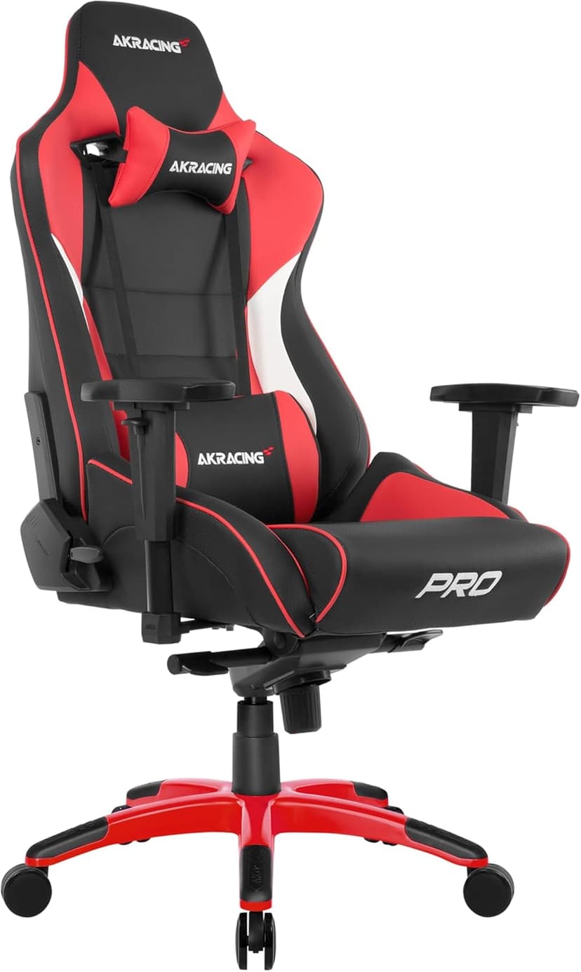 AKRacing Masters Series Pro Luxury XL Gaming Chair with High Backrest, Recliner, Swivel, Tilt, 4D Armrests, Rocker and Seat Height Adjustment Mechanisms with 5/10 warranty - Red - 1