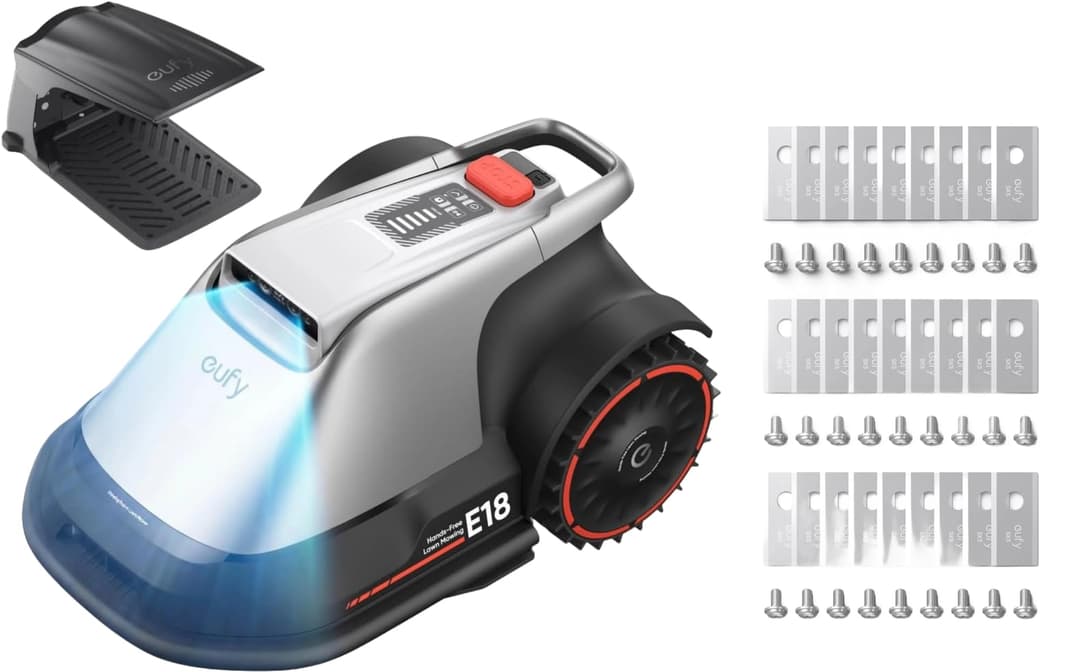 eufy E18 Robot Tondeuse sans Fil périphérique ni RTK et Boîte de Lames de Rechange eufy