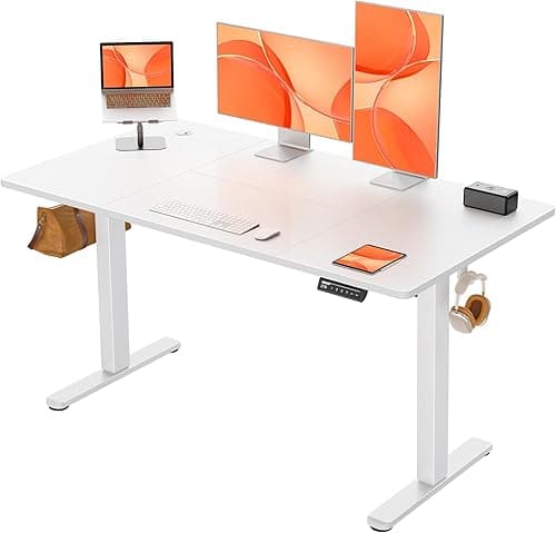 ErGear Electric Standing Desk Height Adjustable 140 x 70cm, Sit Stand Desk with 4 Memory Smart Pannel, Home Office Desk with Splice Board