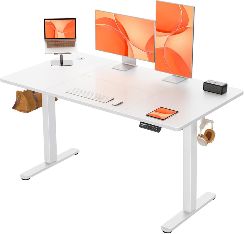 ErGear Electric Standing Desk Height Adjustable 140 x 70cm, Sit Stand Desk with 4 Memory Smart Pannel, Home Office Desk with Splice Board - 1