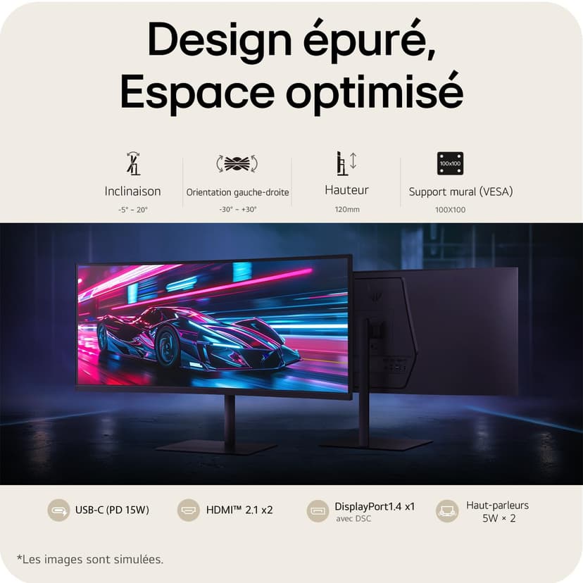 LG Ultragear 34G630A-B.AEU 34-Inch Gaming Monitor - VA Panel WQHD (3440 x 1440), 1ms GtG 240Hz, DisplayHDR 400, sRGB 95% (CIE1976), FreeSync Premium - 9