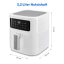 MEDION E40 XL Friteuse à air chaud (panier à friture XXL de 5,3 litres, 2 150 watts, 9 programmes automatiques, fonction cuisson, friture sans huile, panneau de commande tactile, affichage LED) blanc - 8