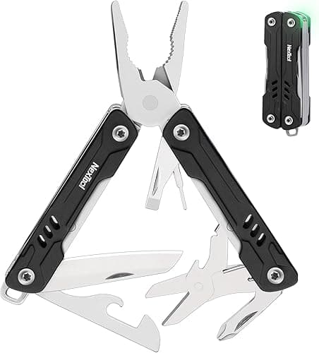NEXTOOL Multitool Mini Sailor S11, Multitool Compact 11-en-1 avec pince pointue, ciseaux, extracteur de carte SIM et tournevis pour EDC, pêche, camping, réparations, cadeaux pour hommes - Noir