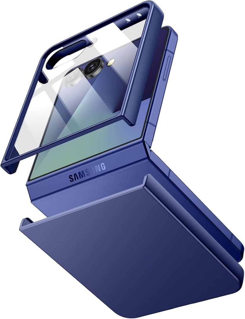 JETech Case for Samsung Galaxy Z Flip 7 2025 with Built-in Front Tempered Glass Screen Protector, Hard PC Slim Shockproof Anti-Scratch Protective Phone Cover (Blue Shadow) - 1