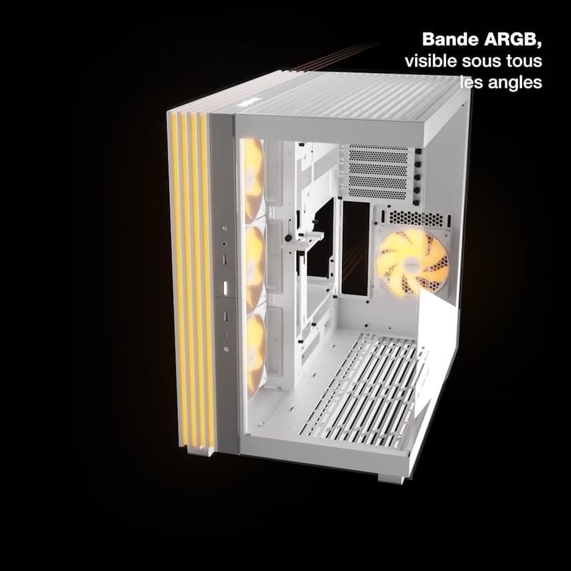 be quiet! Light Base 600 LX Black PC Case, Stunning Panoramic View, Show Case, Dual Chamber Design, Solid ARGB LED Strip, 4 Light Wings LX PWM Fans, Inverted and Horizontal Usable - 3