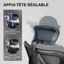 SIHOO Chaise de Bureau Ergonomique, Fauteuil de Pivotant en Maille Avoir Soutien Lombaire et Accoudoir Réglable, Capacité Maximal de 150 KG,Noir - 5