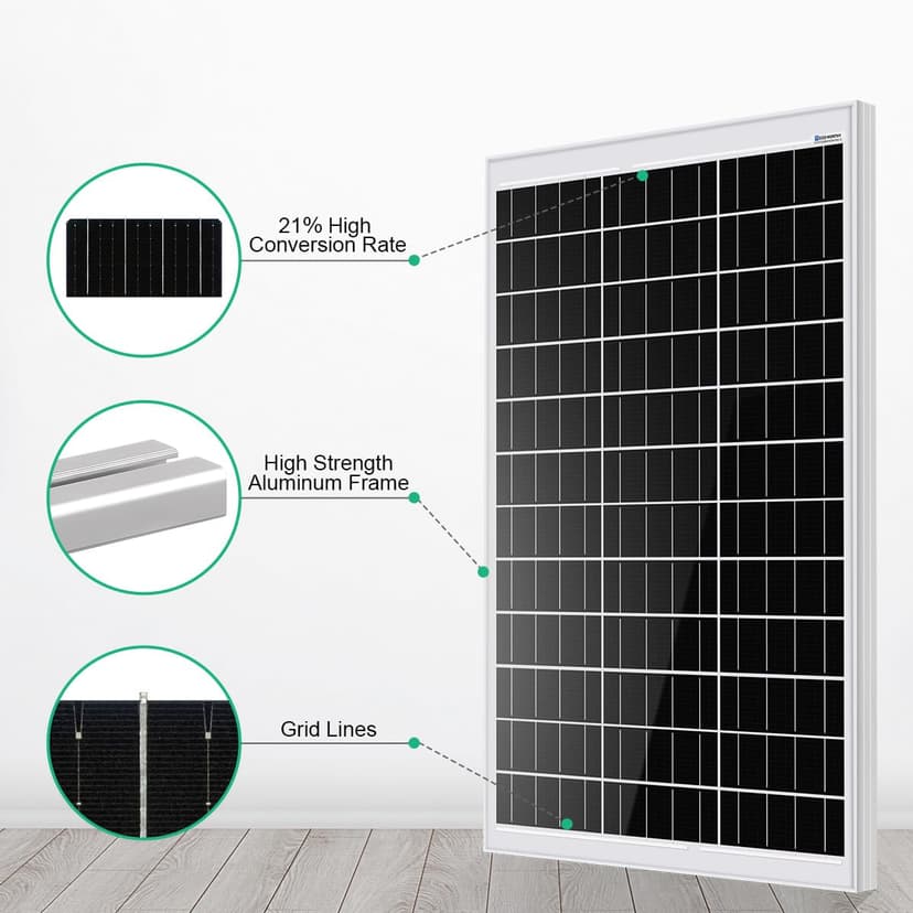 ECO-WORTHY 240W Monocrystalline Solar Panel Set, 12V, 21% Efficiency, Includes 2 x 120W Solar Panel, 30A PWM Charge Regulator, 16.2m Solar Cable, Z Brackets, for RV, Marine, Off-Grid Systems - 6