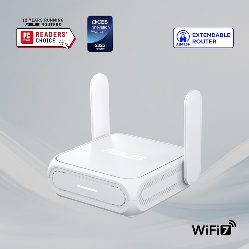 ASUS RT-BE58 Go - Routeur de Voyage WiFi 7 Double Bande, 3600 Mbps, 4G & 5G Mobile Tethering, Port 2.5G, réseau invité Pro SSIDs, sécurité réseau avancée & VPNs, USB-C Power Delivery - 3