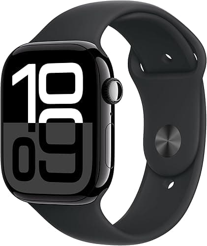 Apple Watch Series 10 [GPS, 42mm] - Jet Black Aluminum Case with Black Sport Band, S/M (Renewed)