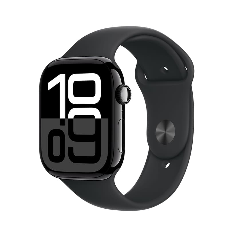 Apple Watch Series 10 [GPS, 42mm] - Jet Black Aluminum Case with Black Sport Band, S/M (Renewed) - 1